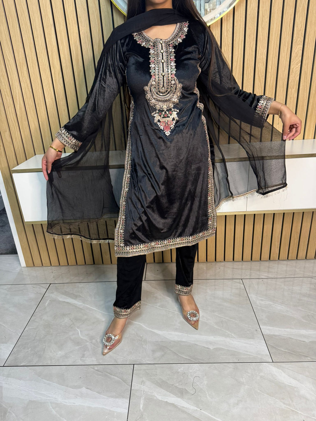 Saher Velvet 3pc Mother & Daughter Suits
