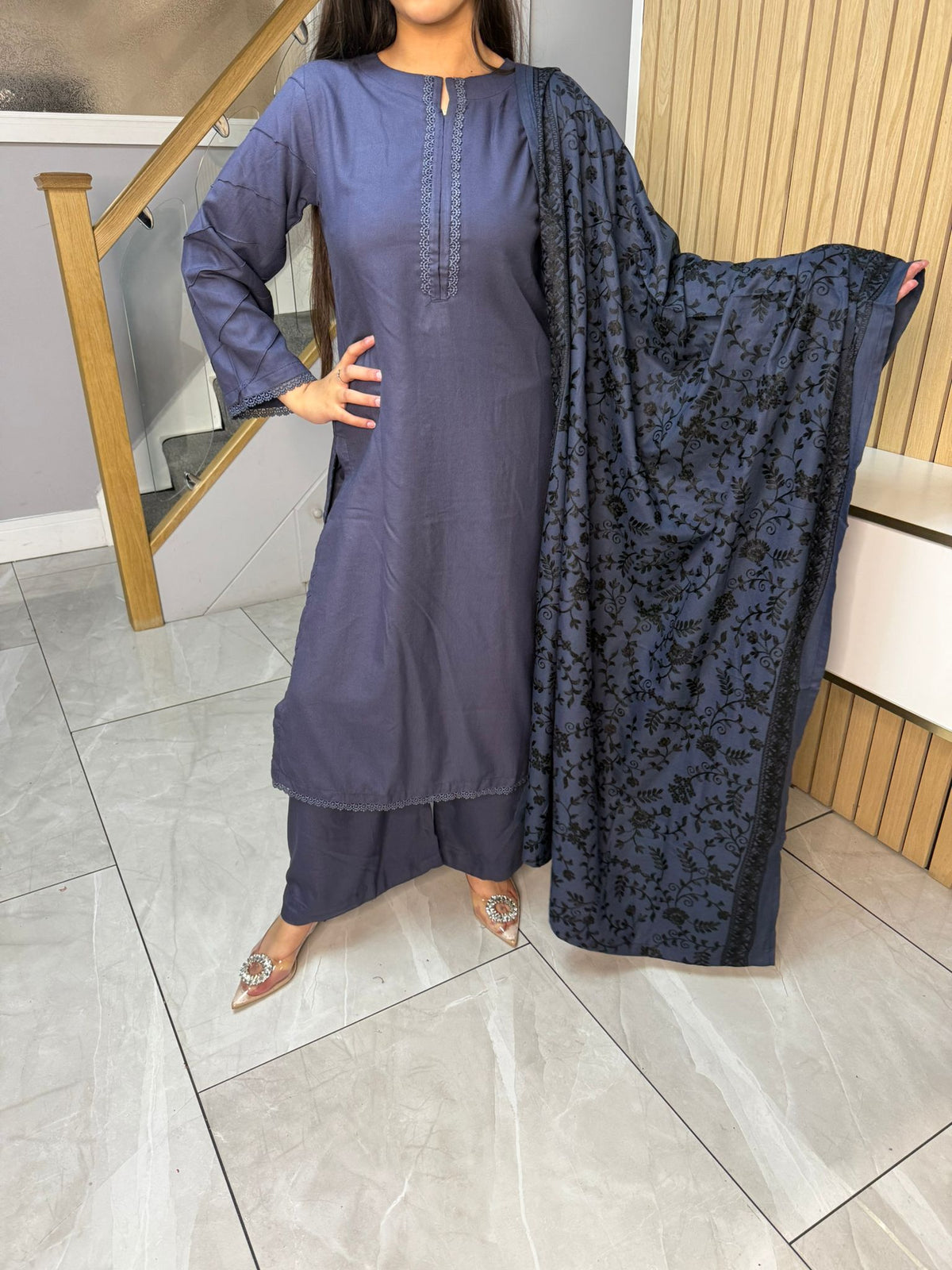 Noor Zahra 3pc Dhannak Suit With Embroidered Shawl