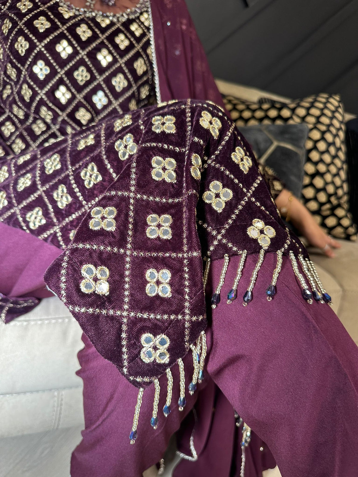 Keisha 3pc Luxury Velvet Embroidered Suit With Chiffon Duppatta D2-H1/3