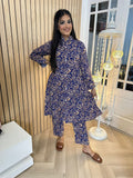 Linen Dress 2Pc - Royal Blue