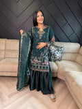 Diya Gharara - Dark Green