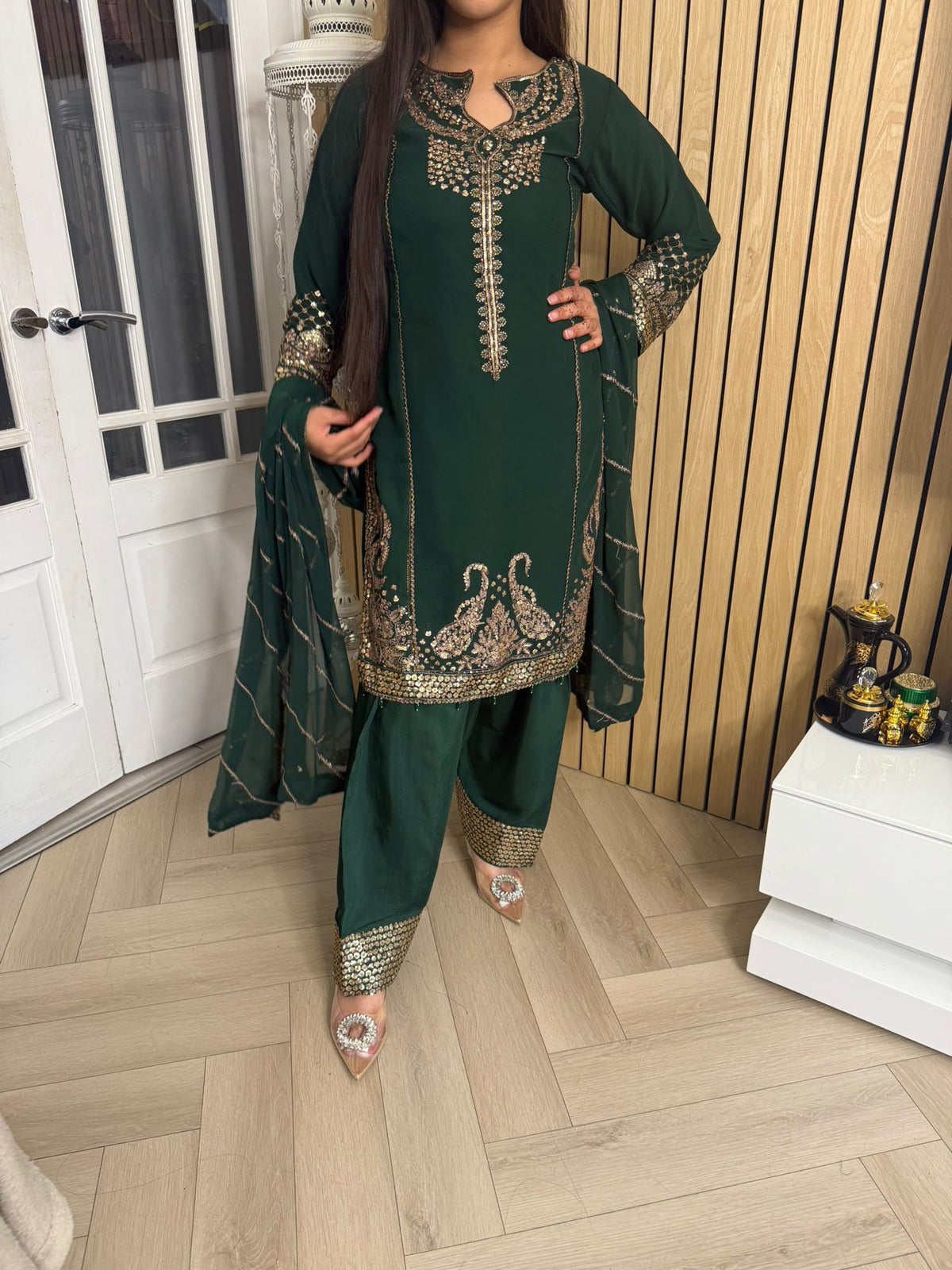 Fajar Chiffon 3pc Suit With Plazzo U3-B5