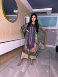 Sapphire Kurta - Khaki and Black Printed