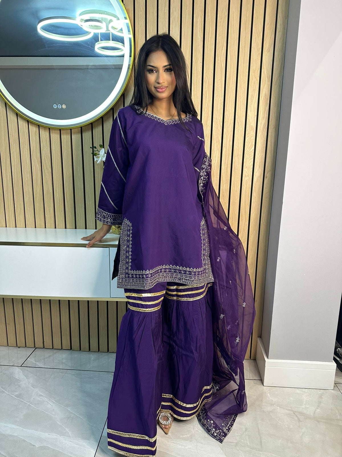 Hamna 3pc Gharara With Net Dupatta D3-A5