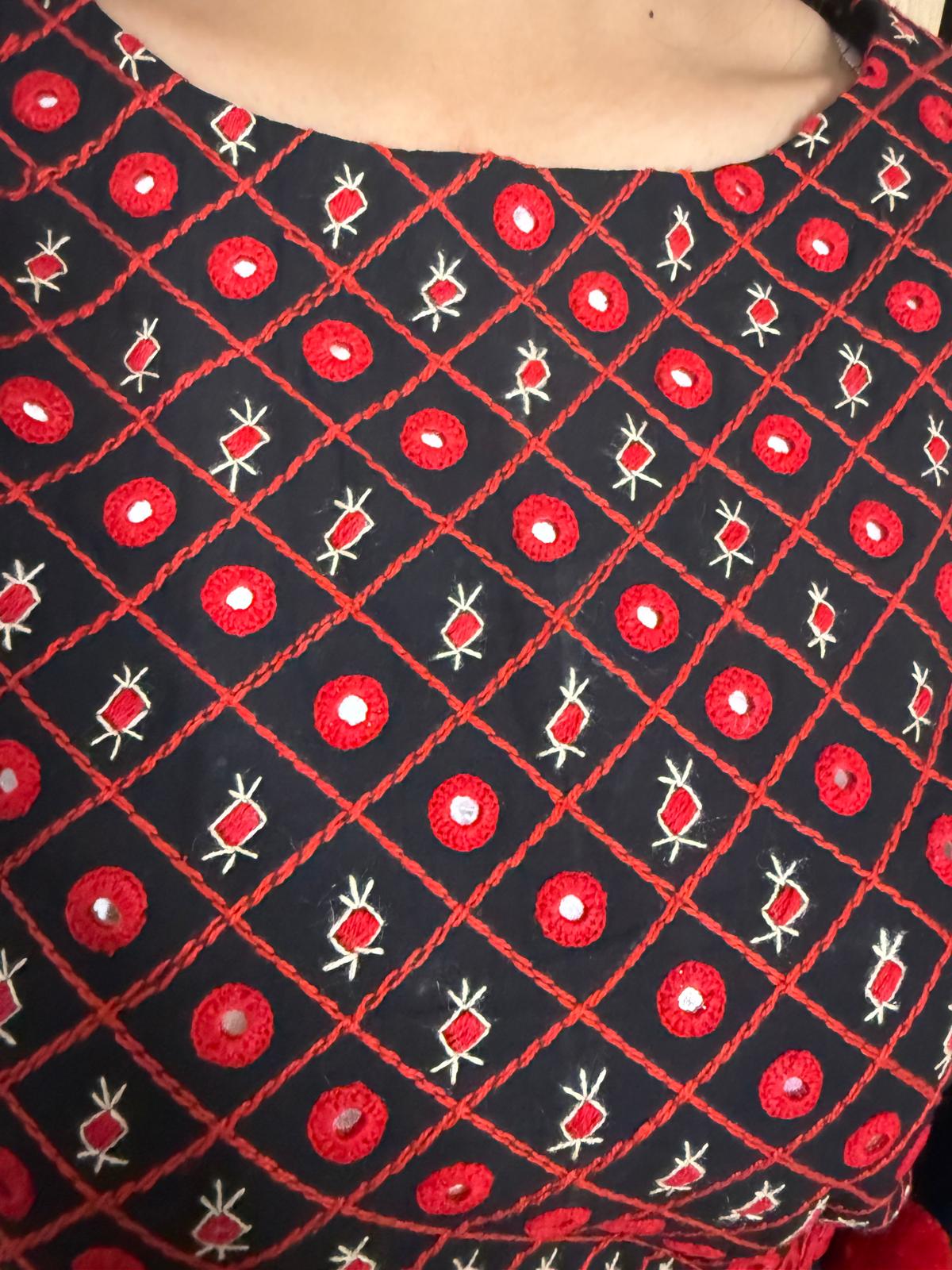 Nadia 3pc Suit with Red Hand Embroidery
