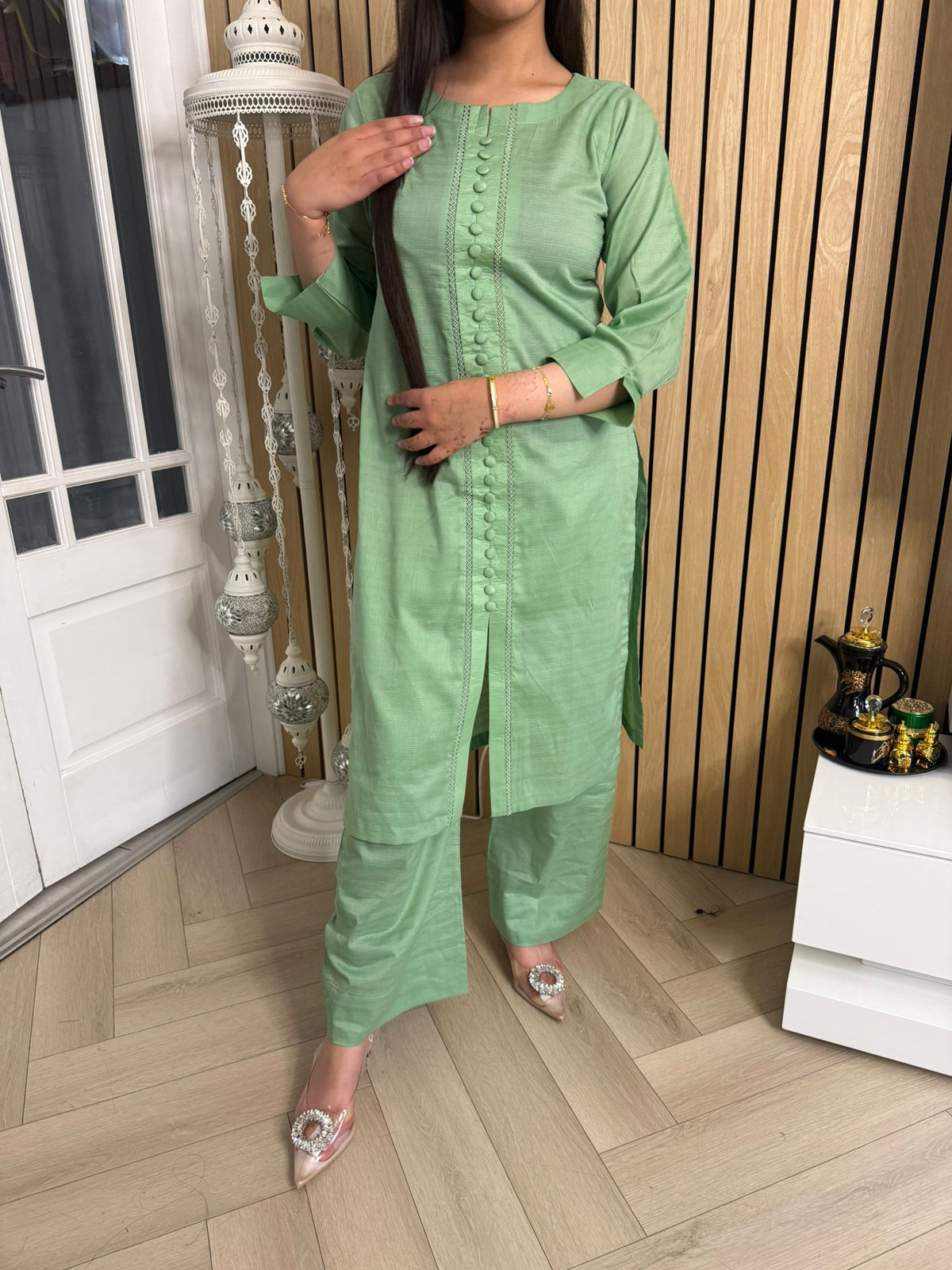 Warda 2pc Cotton Button Co-ord U3-D6