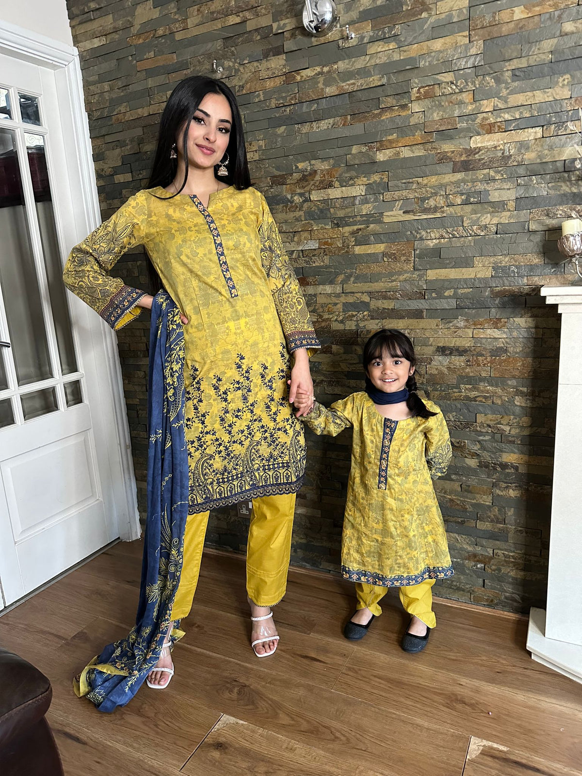 Rafia Designer - Mother & Daughter Yellow