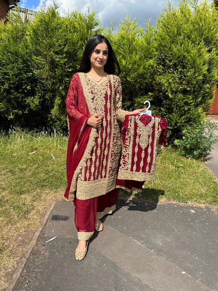 Zarina M&D Suits - Red – Zee Boutique