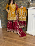 Yaar-e-Man Sharara - Mustard & Red