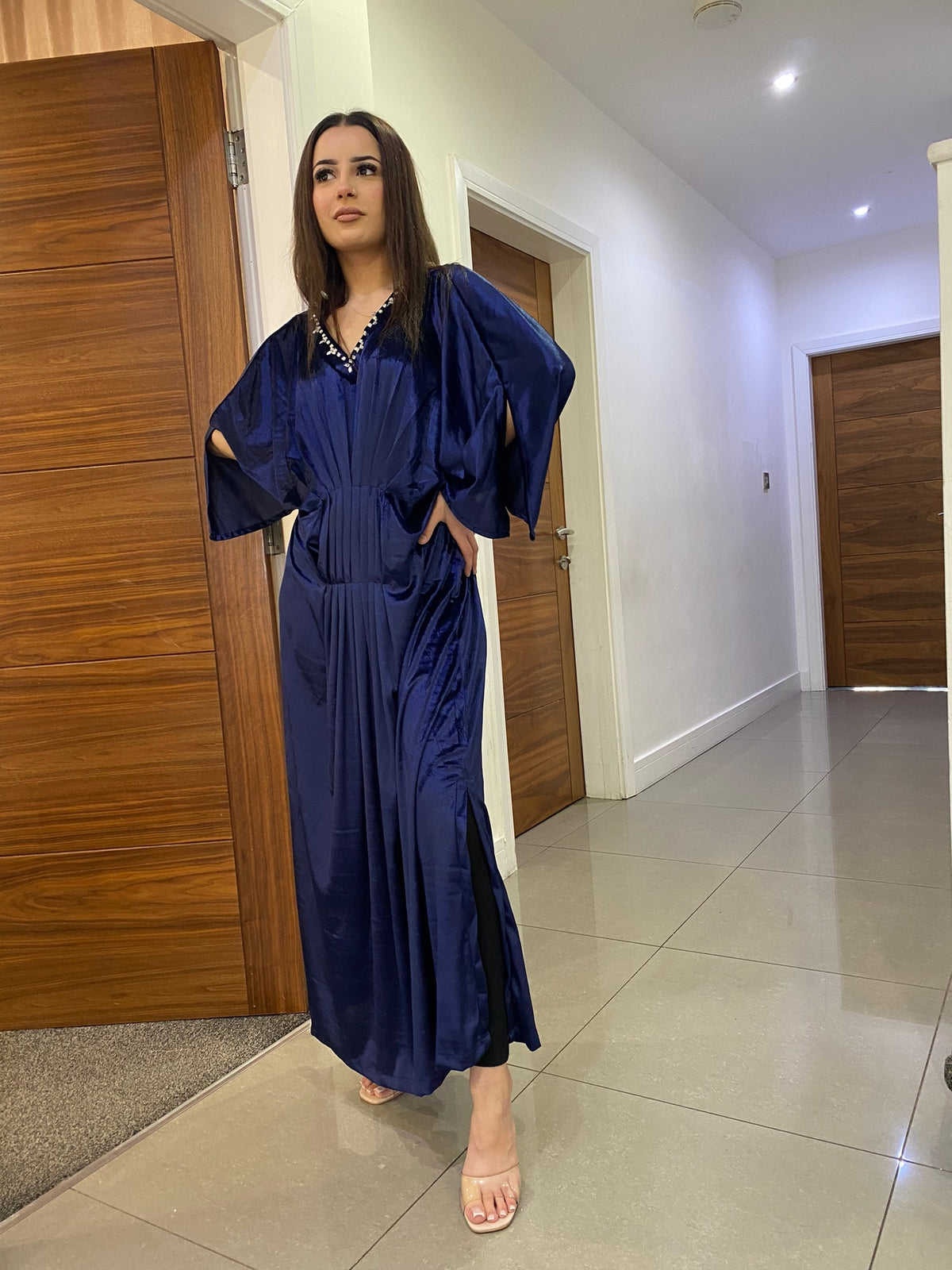 Raniya’s Kaftaan - Navy Pleats