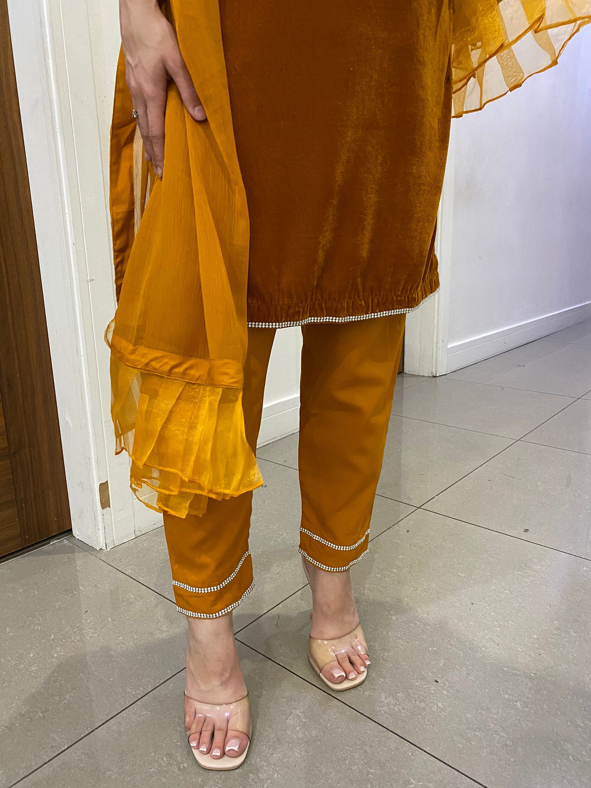 Komal Velvet - Mustard