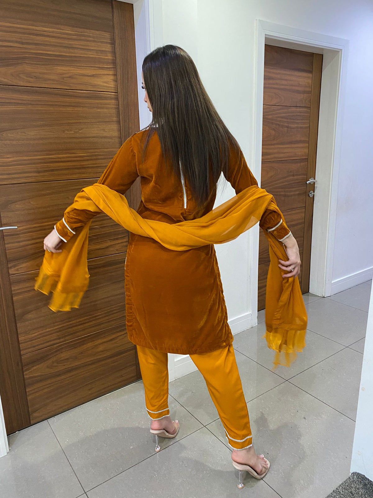 Komal Velvet - Mustard