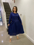 Sapphire Kurta - Navy pleats