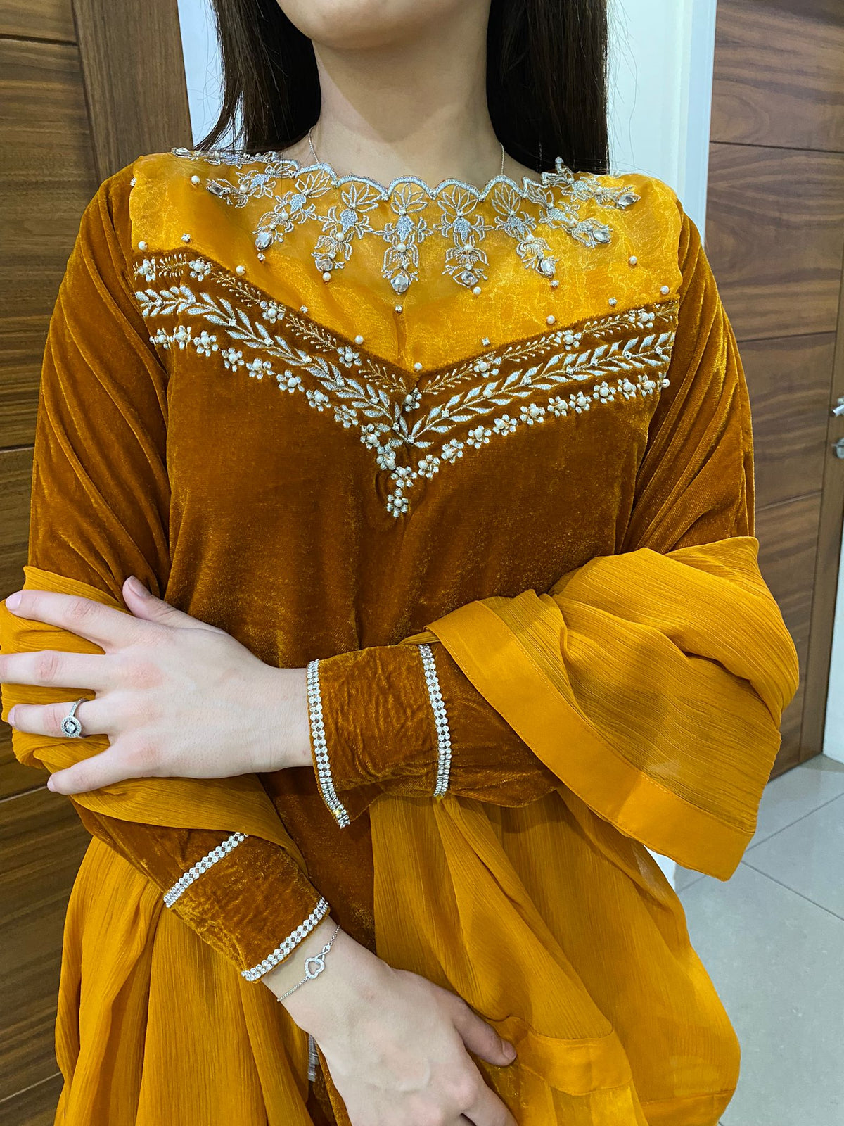 Komal Velvet - Mustard